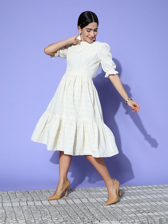 Chikankari Embroidered Midi Dress