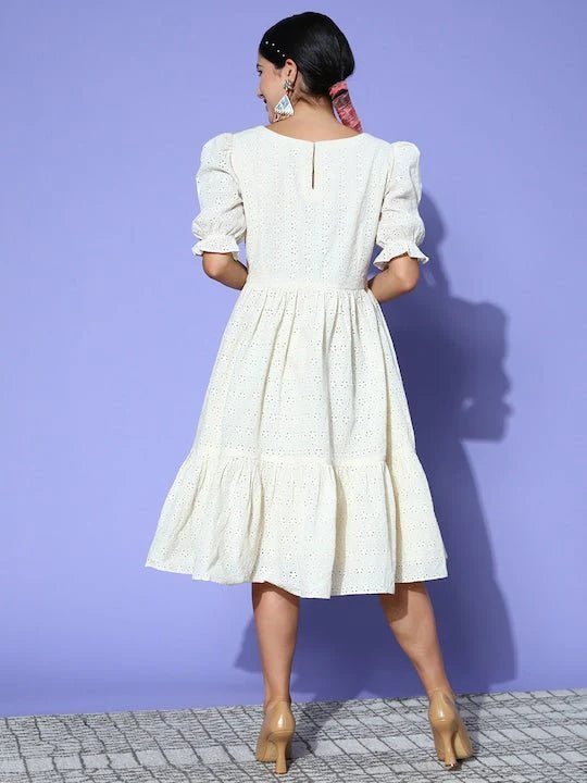Chikankari Embroidered Midi Dress