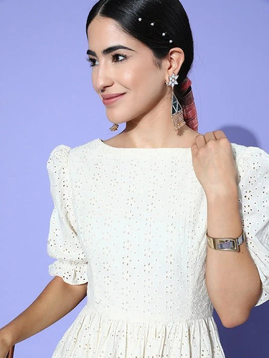 Chikankari Embroidered Midi Dress