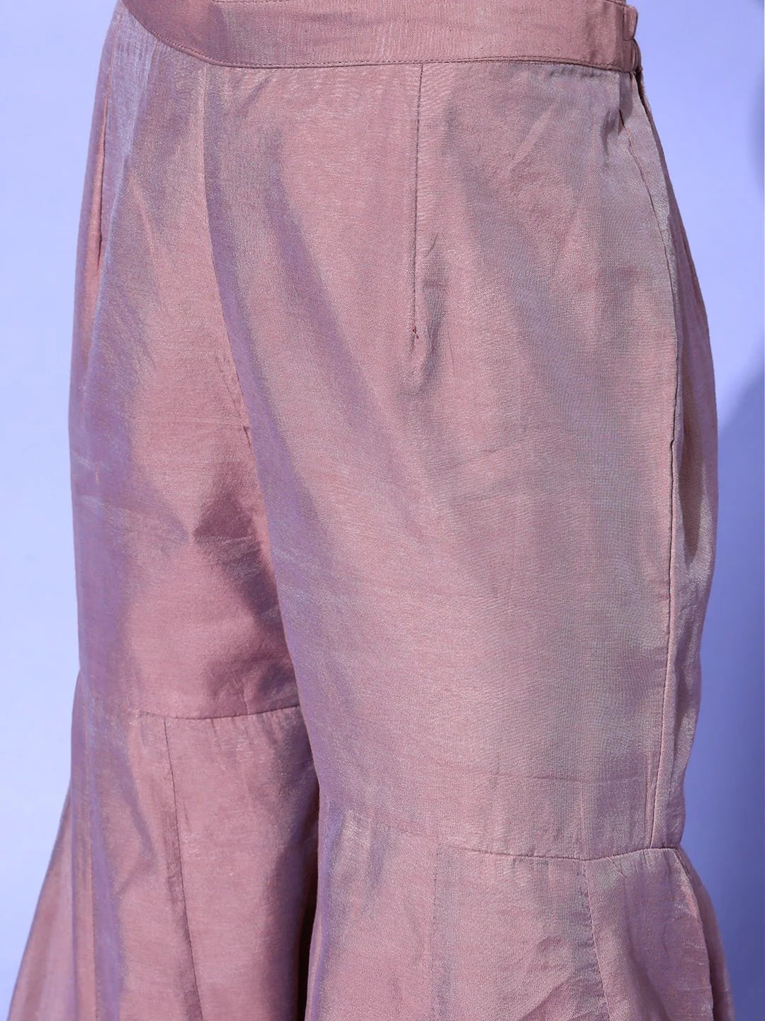 DUSKY BROWN CHANDERI COTTON EMBORIDERED KURTA SET
