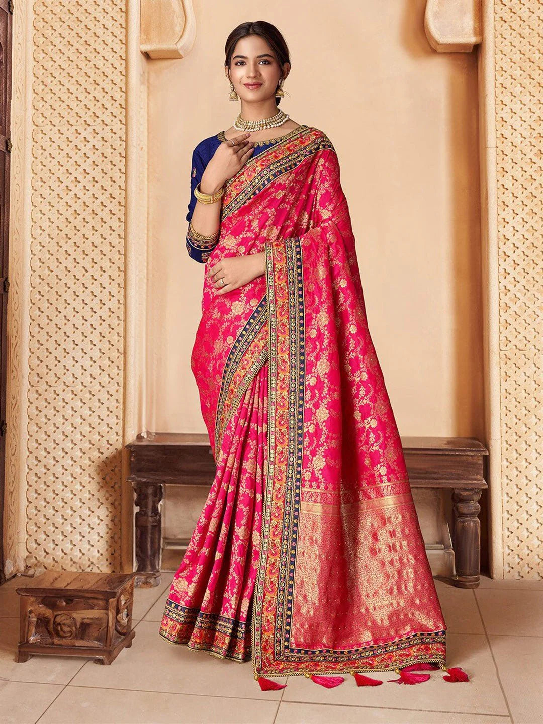 Ethnic Motifs Woven-Designed Saree