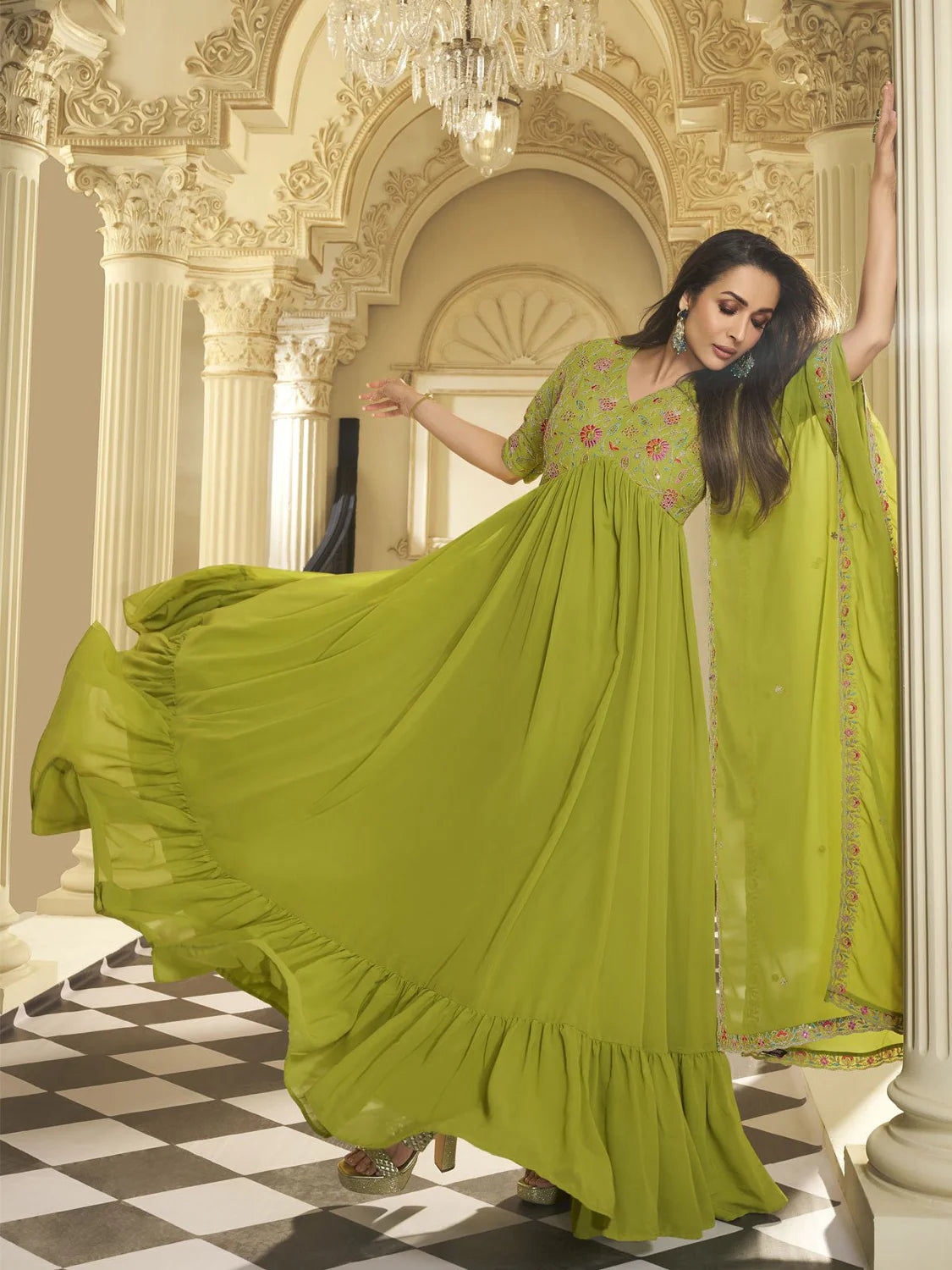 Floral Georgette Anarkali Kurta (Malaika Style)