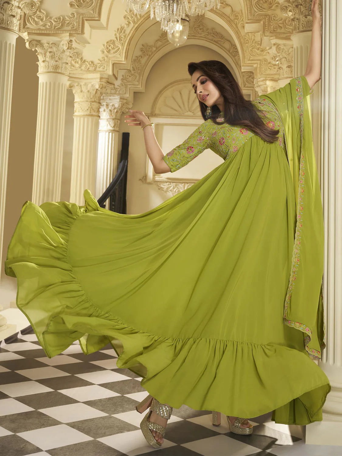 Floral Georgette Anarkali Kurta (Malaika Style)