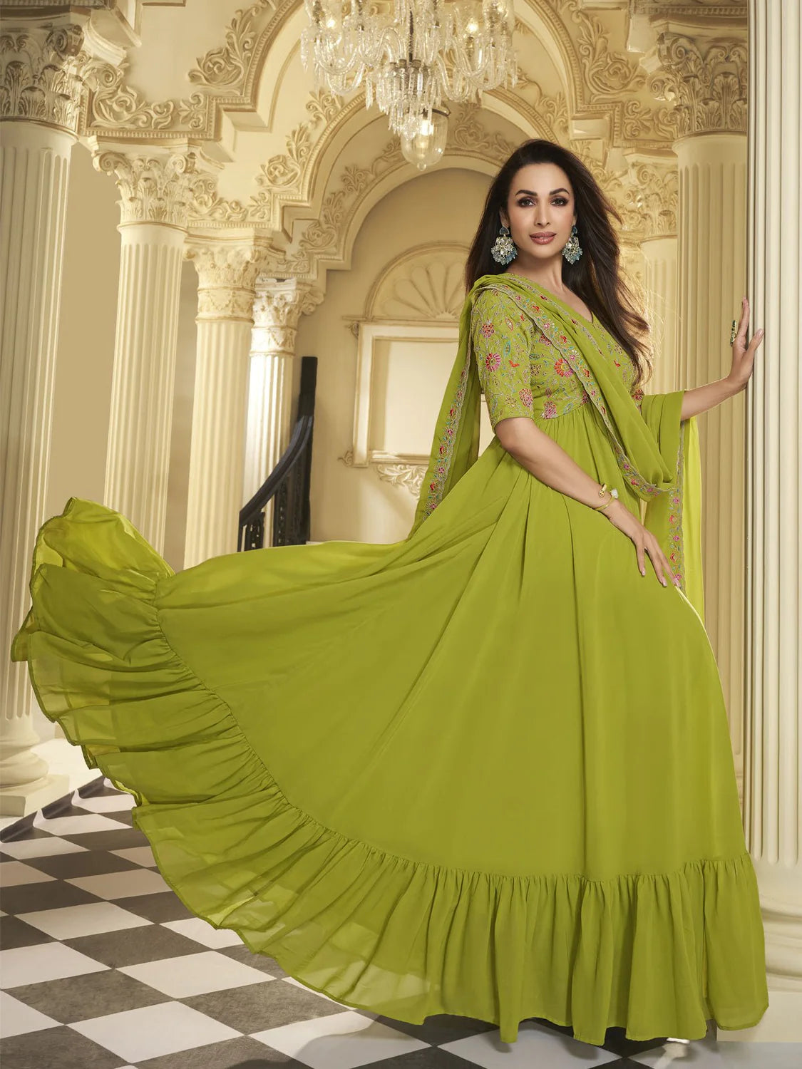 Floral Georgette Anarkali Kurta (Malaika Style)