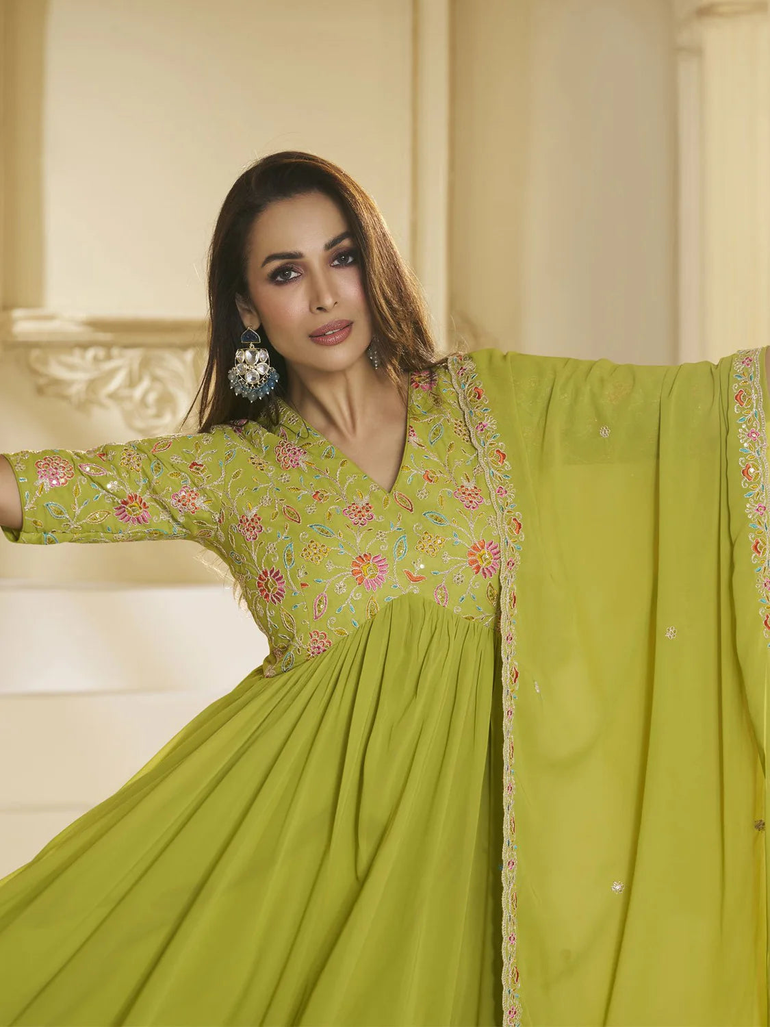 Floral Georgette Anarkali Kurta (Malaika Style)