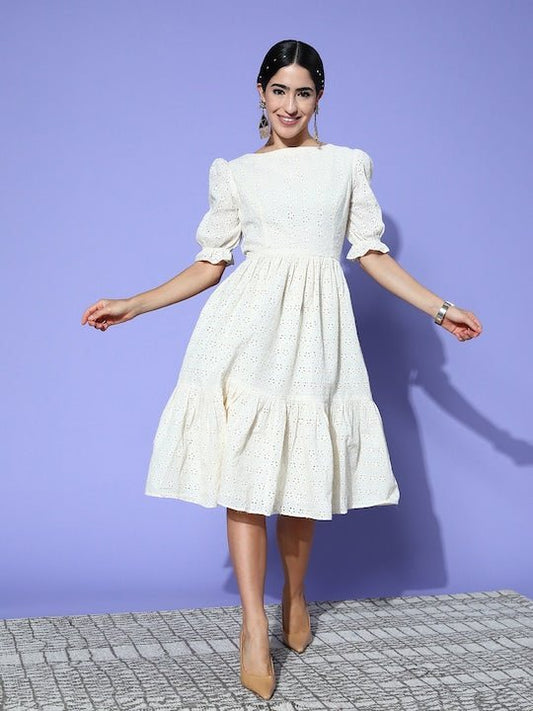 Chikankari Embroidered Midi Dress