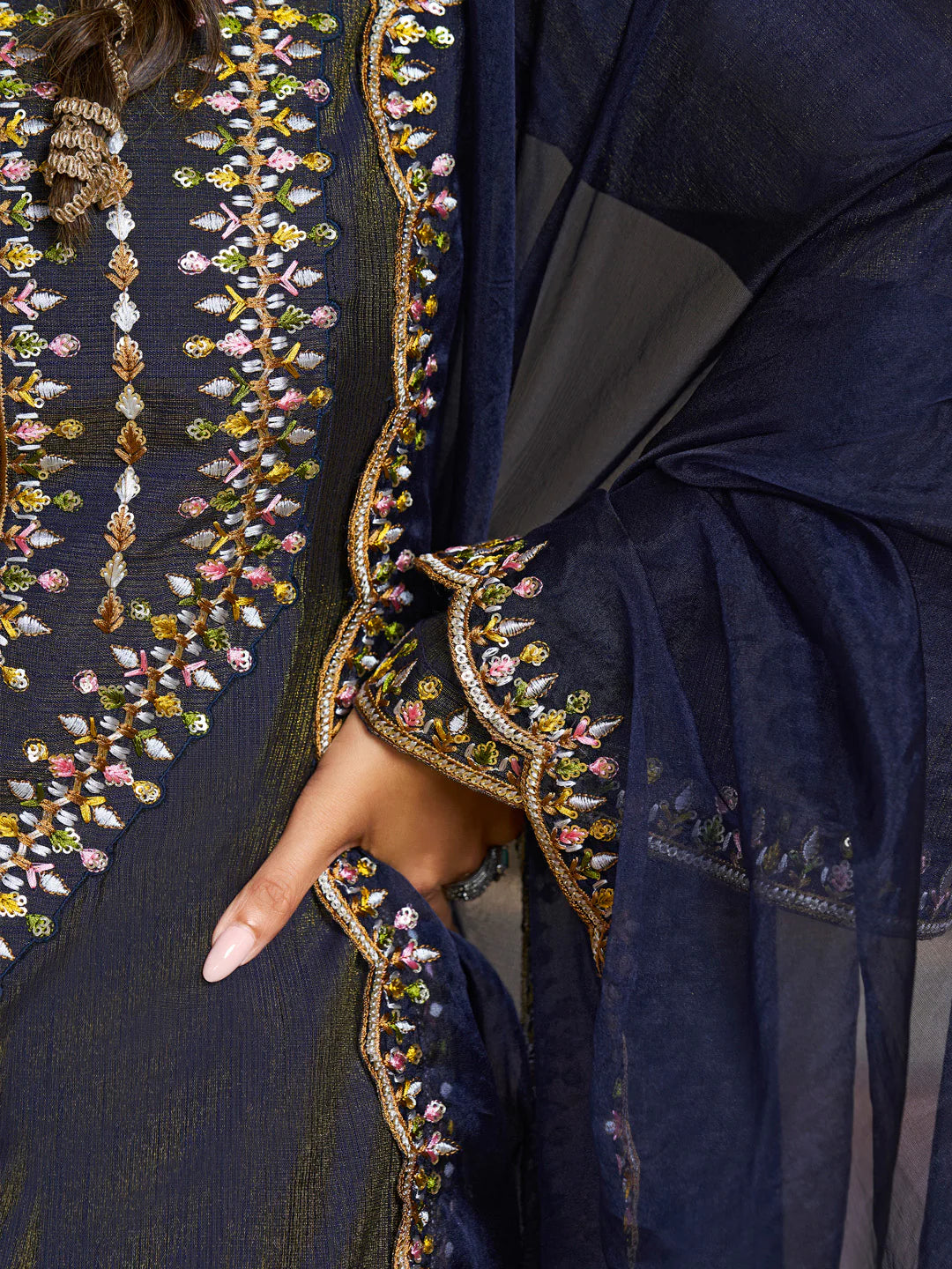 Ethnic Motifs Yoke Design Kurta with Palazzos & Dupatta Kurta Sets (Malaika Style)