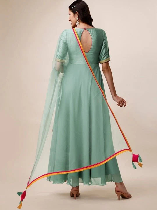 Floral Anarkali Kurta With Dupatta (YOKE DESIGN)