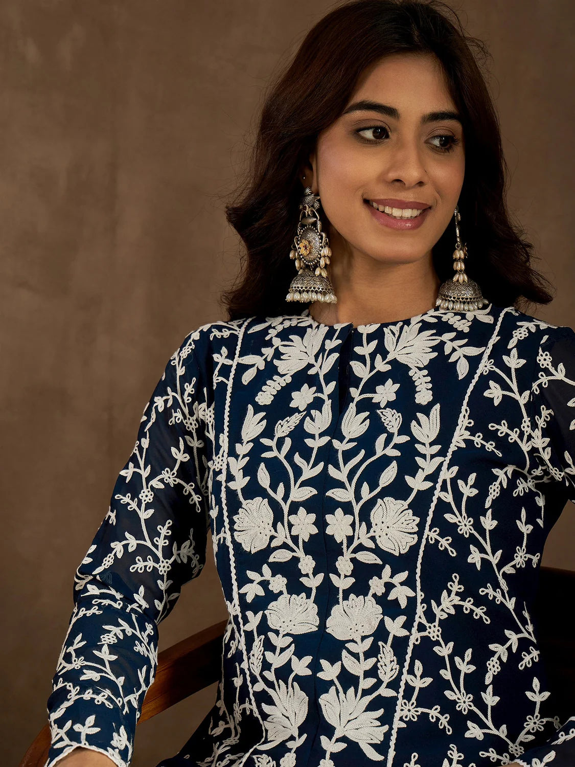 FLORAL EMBROIDERED KURTI WITH SHARARA