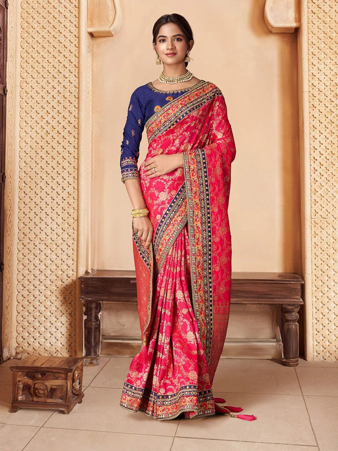 Ethnic Motifs Woven-Designed Saree