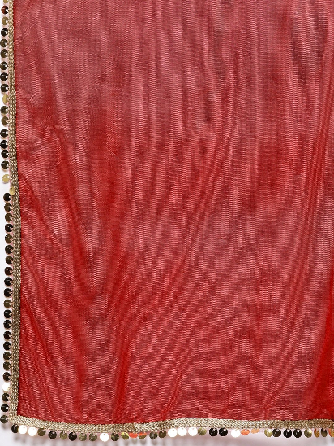 RED & GOLD-TONED SILK BLEND WOVEN DESIGN KURTA WITH TROUSERS & DUPATTA