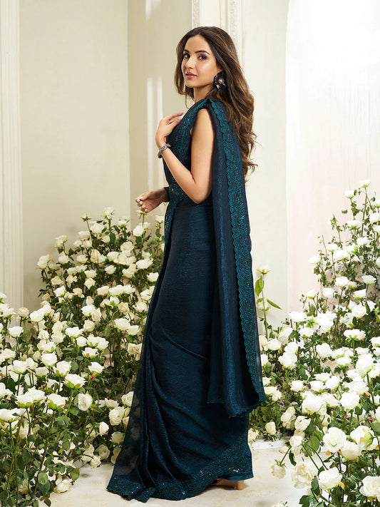 Sequinned Silk Blend Ready to Wear Saree ( Jasmin Bhasin)